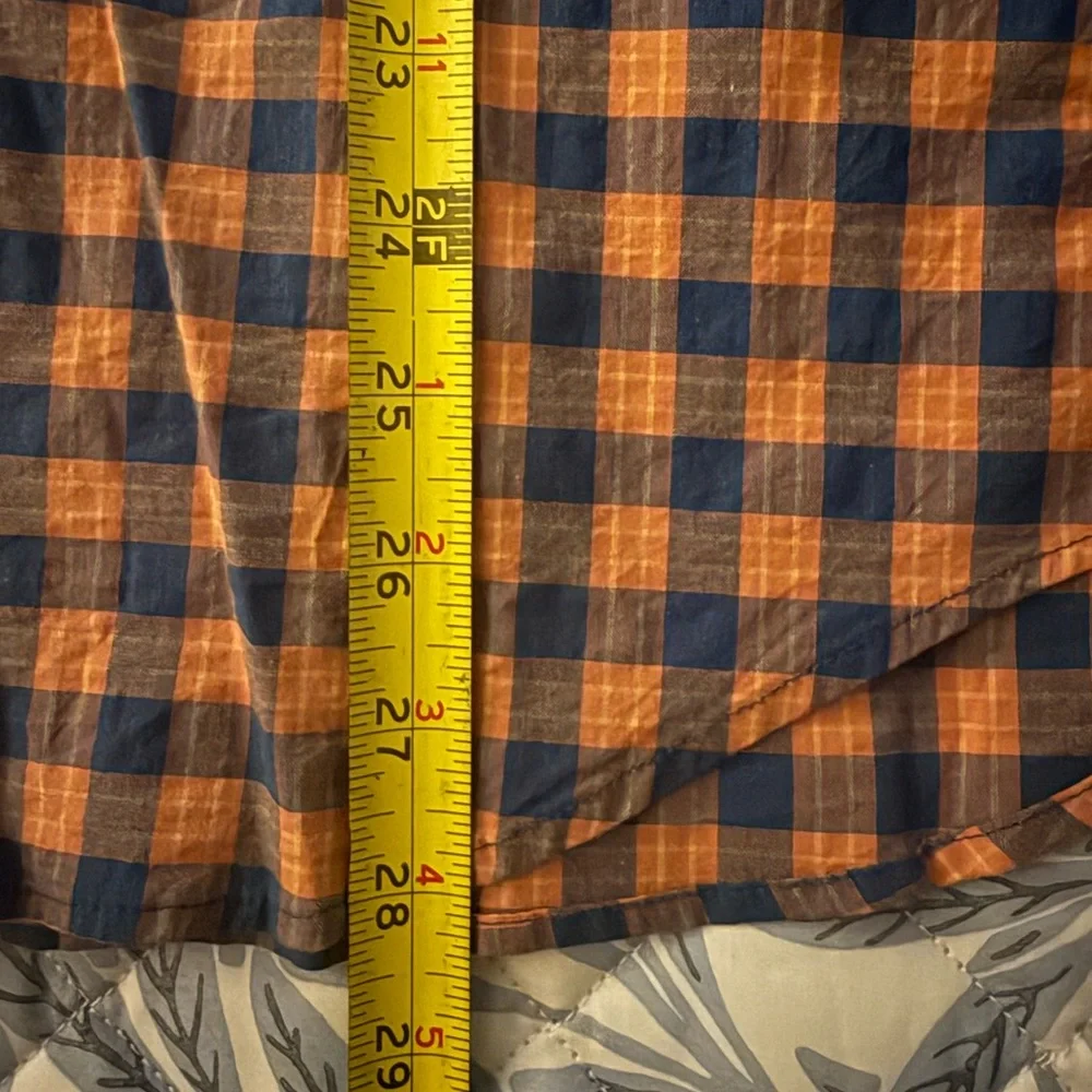 J. Crew Men's Checkered Shirt - Orange and Blue